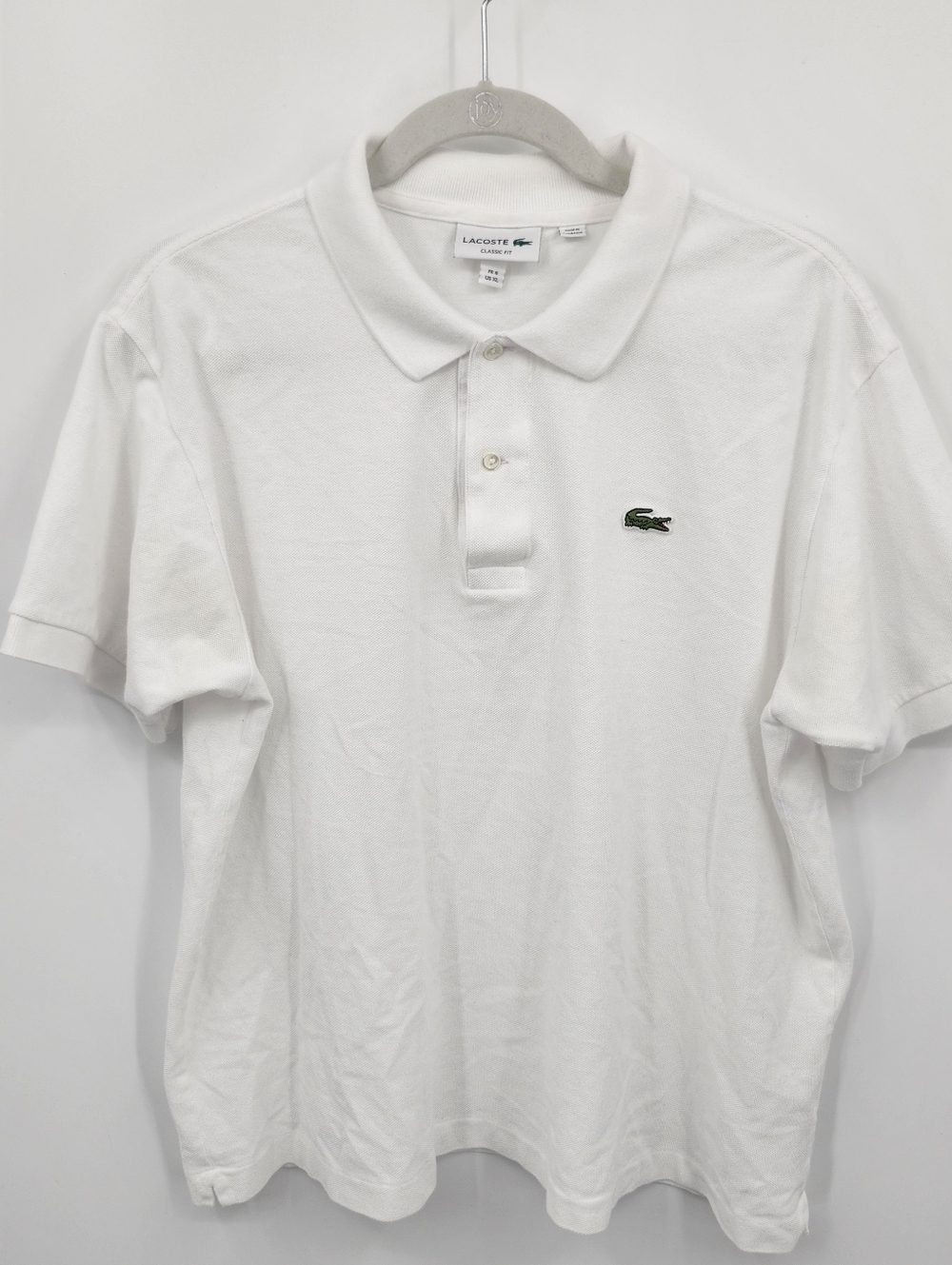 Lacoste Short Sleeve Classic Fit White Pique Polo Shirt Sz XL